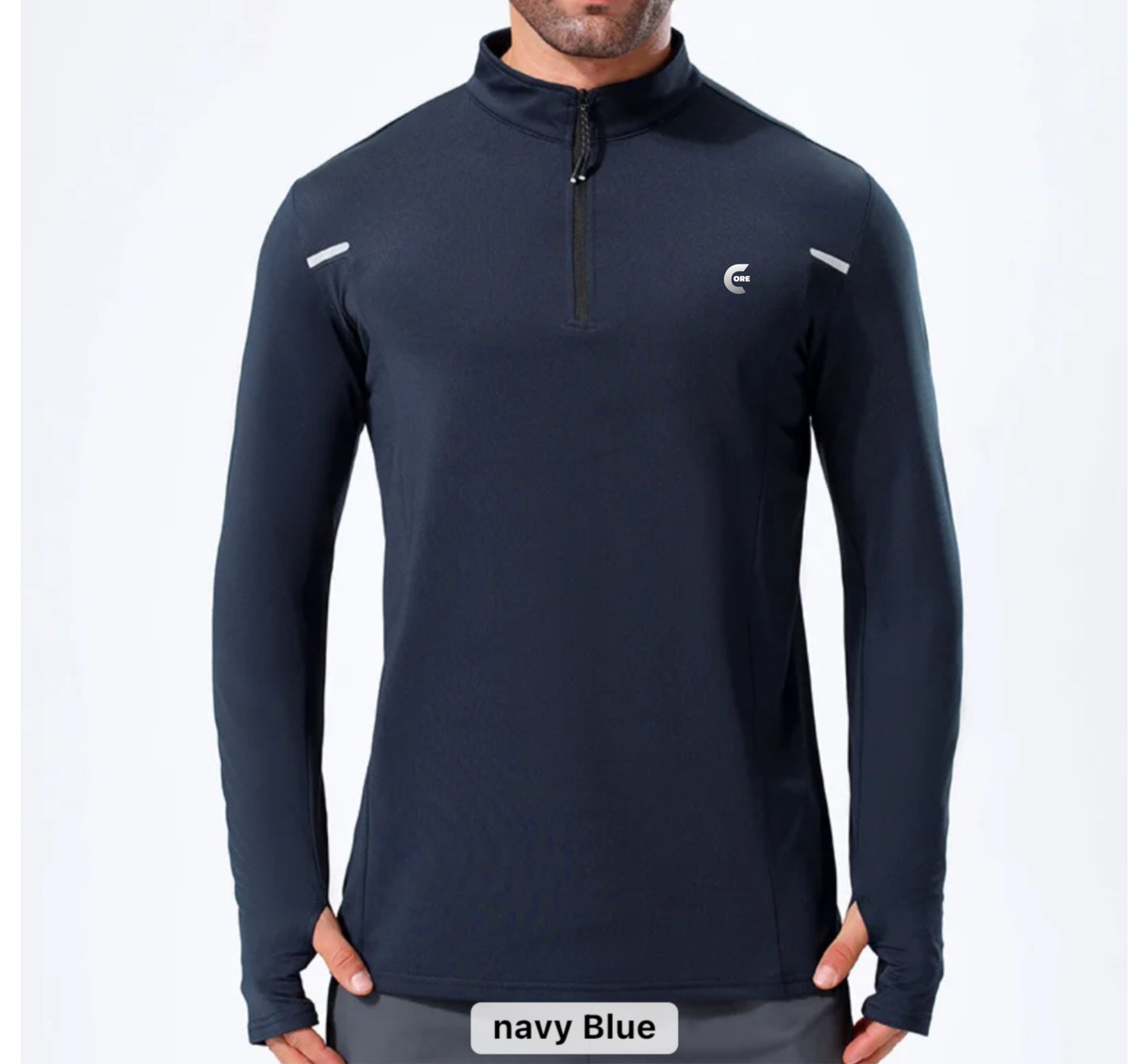 Long Sleeve Quarter Zip Turtle Neck Pullover with Thumb Holes