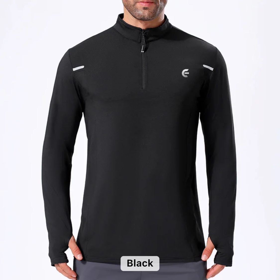 Long Sleeve Quarter Zip Turtle Neck Pullover with Thumb Holes